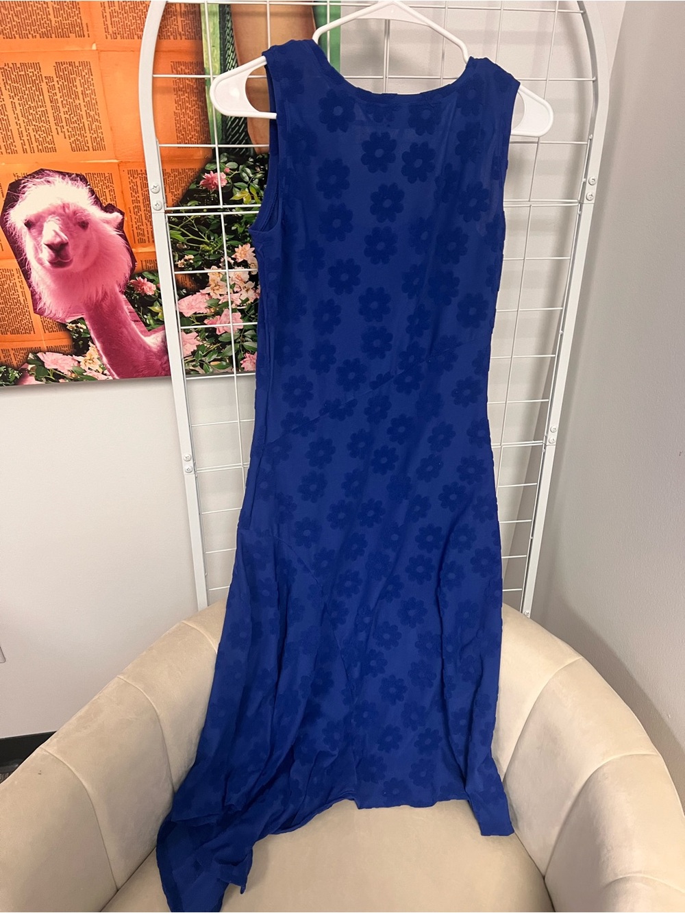 Sleeveless Floral Maxi Dress in Royal Blue
